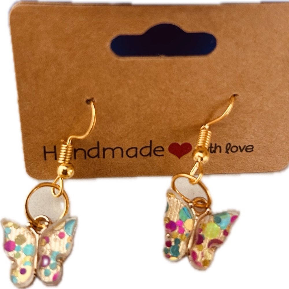 Cute & Colorful Resin Butterfly Goldplated Handmade Fashion Earrings